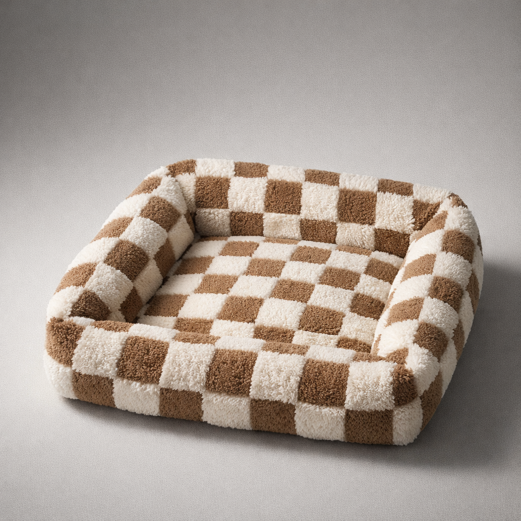 Mizusu™ Checker Luxe Dog/Cat Pad — Soft Plush Orthopedic Pet Mat